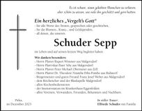Traueranzeige Josef Schuder