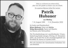 Traueranzeige Patrik Hubauer