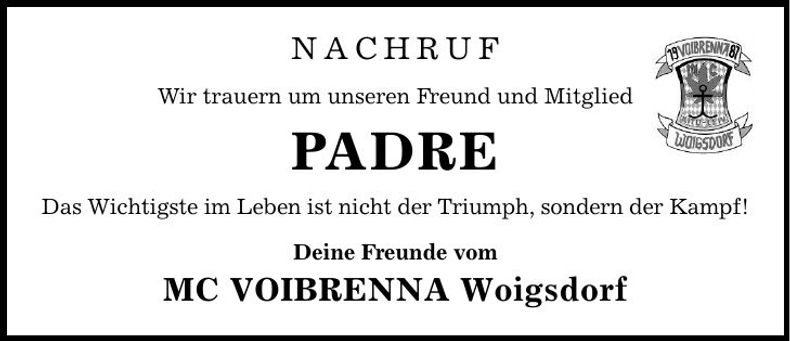 Traueranzeige Patrik Hubauer