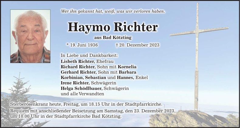 Traueranzeige Haymo Richter