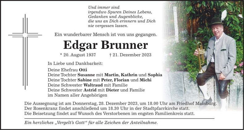 Traueranzeige Edgar Brunner