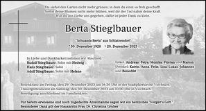 Traueranzeige Berta Stieglbauer