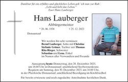 Traueranzeige Hans Lauberger
