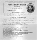 Traueranzeige Maria Rabenhofer
