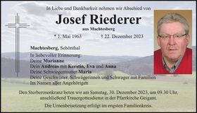 Traueranzeige Josef Riederer