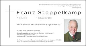 Traueranzeige Franz Stoppelkamp