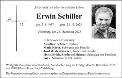 Traueranzeige Erwin Schiller