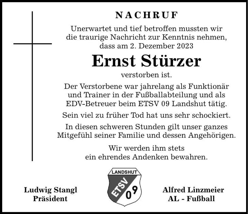 Traueranzeige Ernst Stürzer