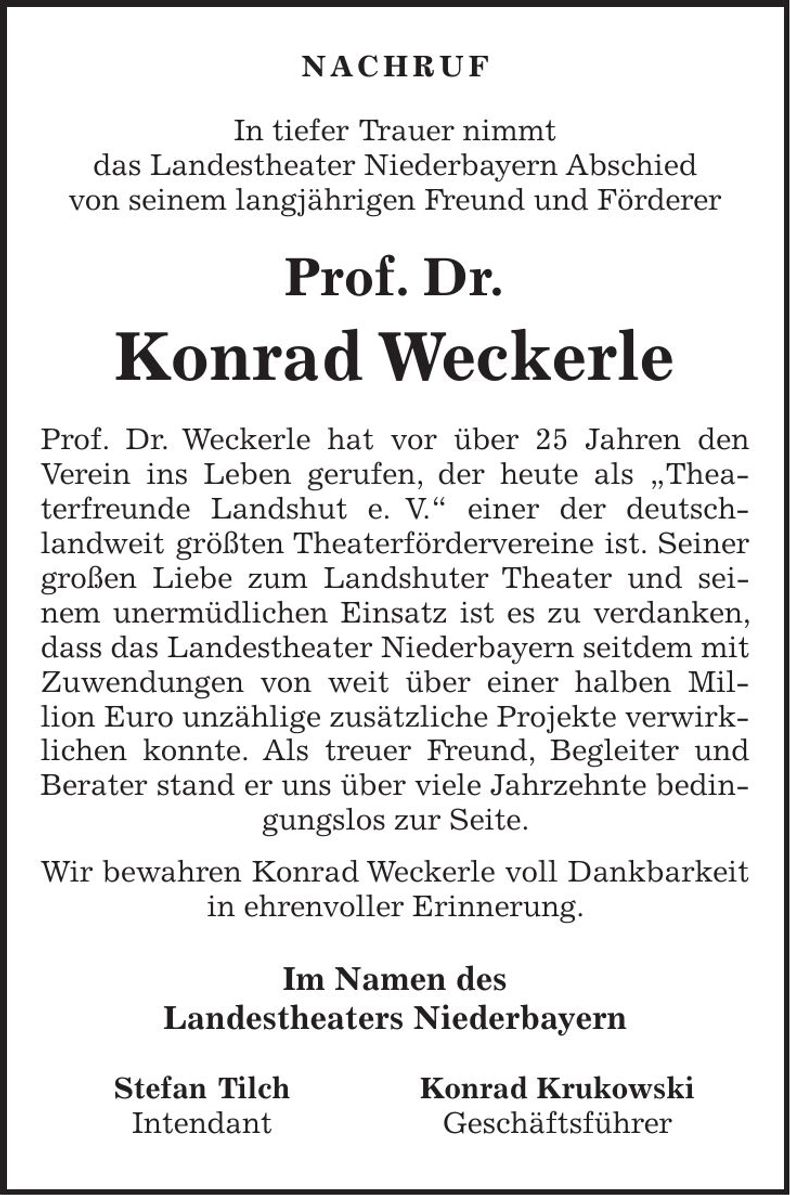 Traueranzeige Konrad Weckerle