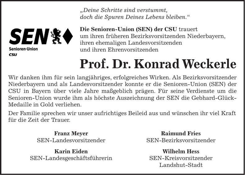 Traueranzeige Konrad Prof. Dr. Weckerle