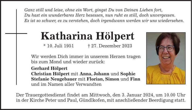 Traueranzeige Katharina Hölpert