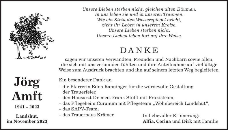 Traueranzeige Jörg Amft
