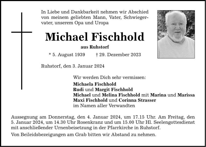 Traueranzeige Michael Fischhold