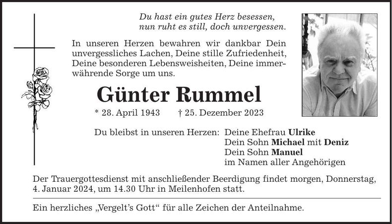 Traueranzeige Günter Rummel