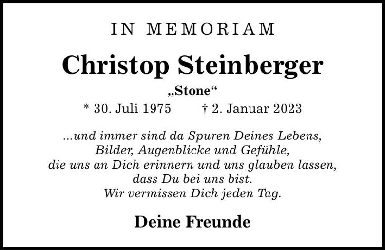 Traueranzeige Christoph Steinberger