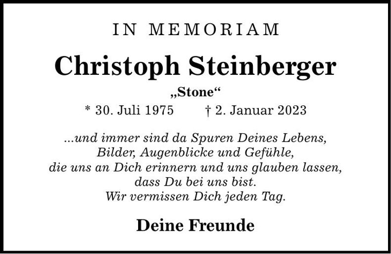 Traueranzeige Christoph Steinberger