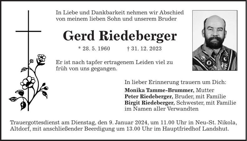Traueranzeige Gerd Riedeberger