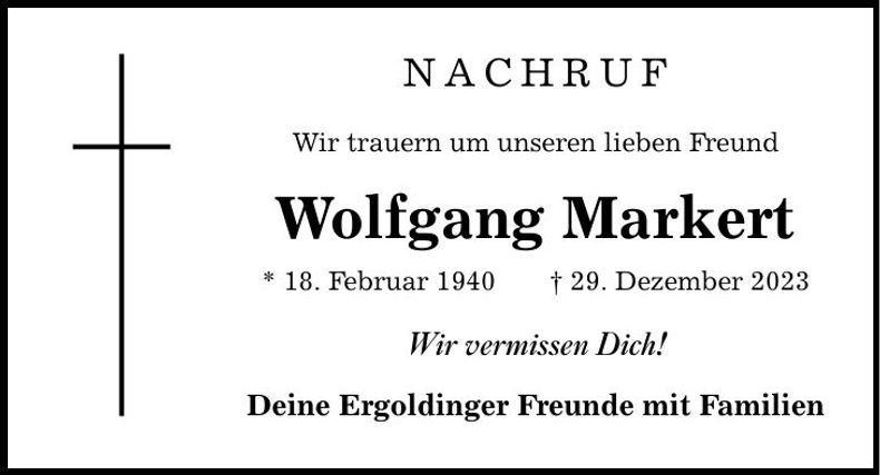 Traueranzeige Wolfgang Markert