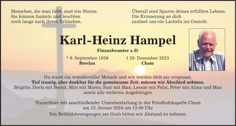 Traueranzeige Karl-Heinz Hampel