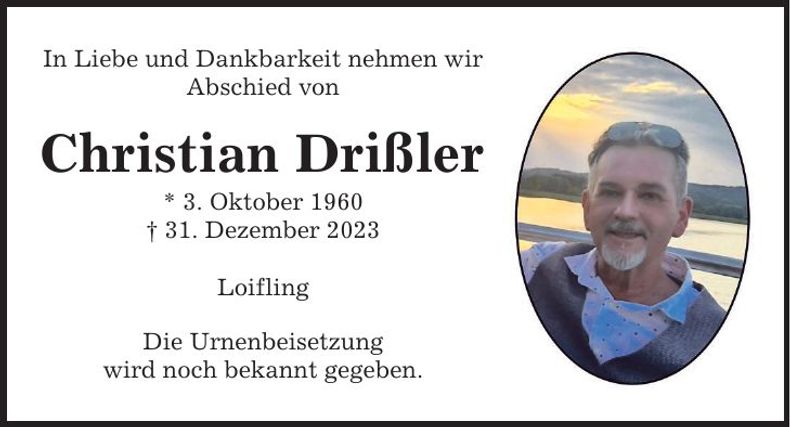 Traueranzeige Christian Drißler