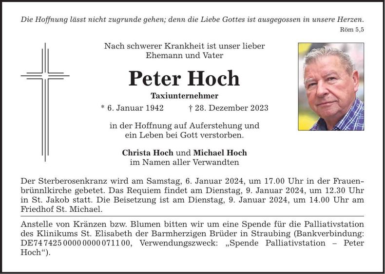 Traueranzeige Peter Hoch