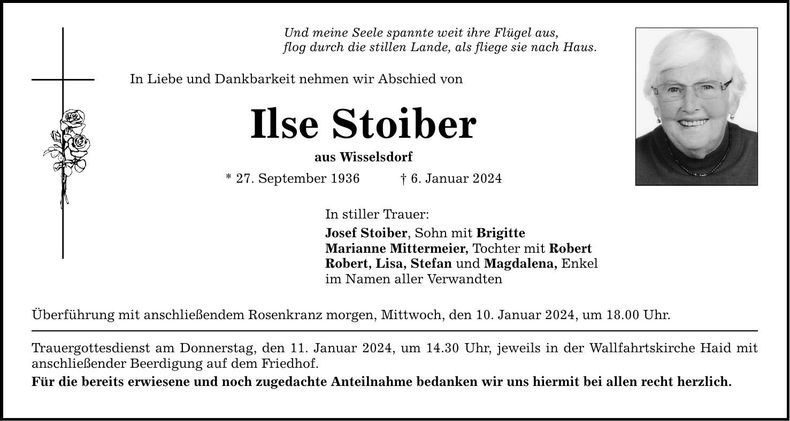 Traueranzeige Ilse Stoiber