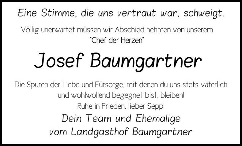 Traueranzeige Josef Baumgartner