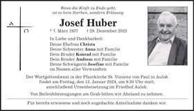 Traueranzeige Josef Huber