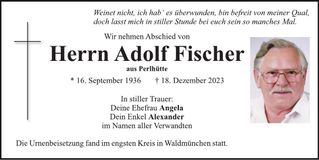 Traueranzeige Adolf Fischer
