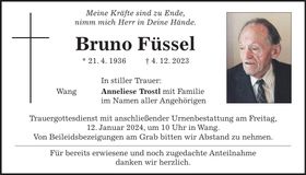 Traueranzeige Bruno Füssel