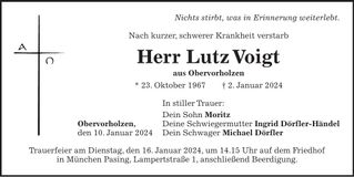Traueranzeige Lutz Voigt