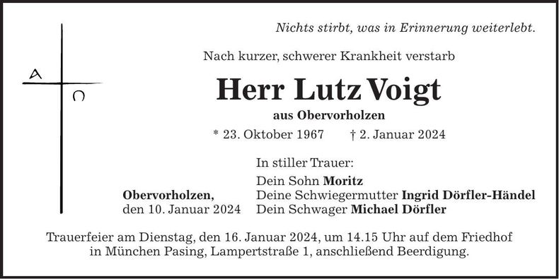Traueranzeige Lutz Voigt