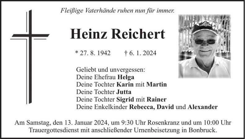 Traueranzeige Heinz Reichert
