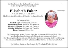 Traueranzeige Elisabeth Falter