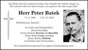 Traueranzeige Peter Batek