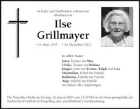 Traueranzeige Ilse Grillmayer