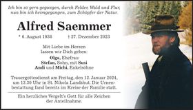 Traueranzeige Alfred Saemmer