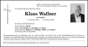 Traueranzeige Klaus Wallner