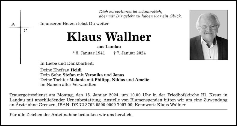 Traueranzeige Klaus Wallner