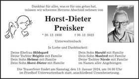 Traueranzeige Horst-Dieter Preisker