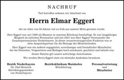 Traueranzeige ELmar Eggert