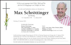Traueranzeige Max Schröttinger
