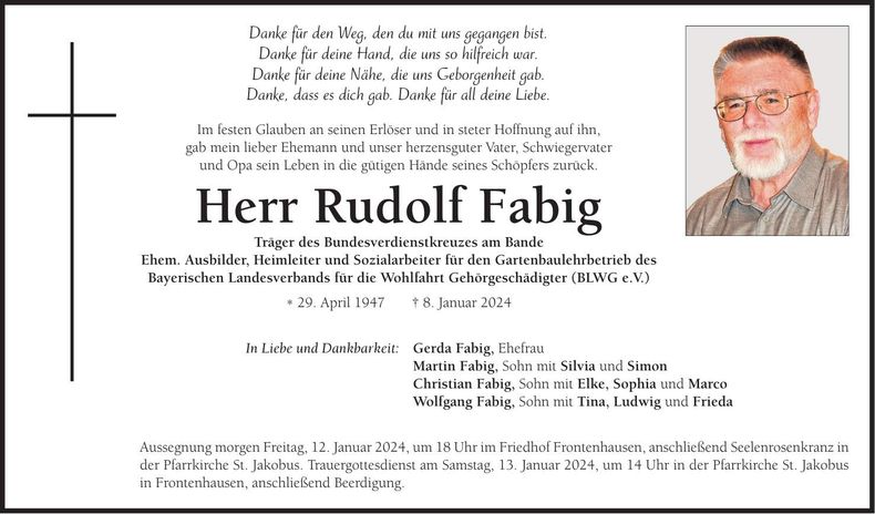 Traueranzeige Rudolf Fabig