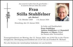 Traueranzeige Stilla Stuhlfelner