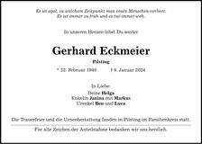 Traueranzeige Gerhard Eckmeier