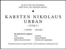 Traueranzeige Karsten Urban