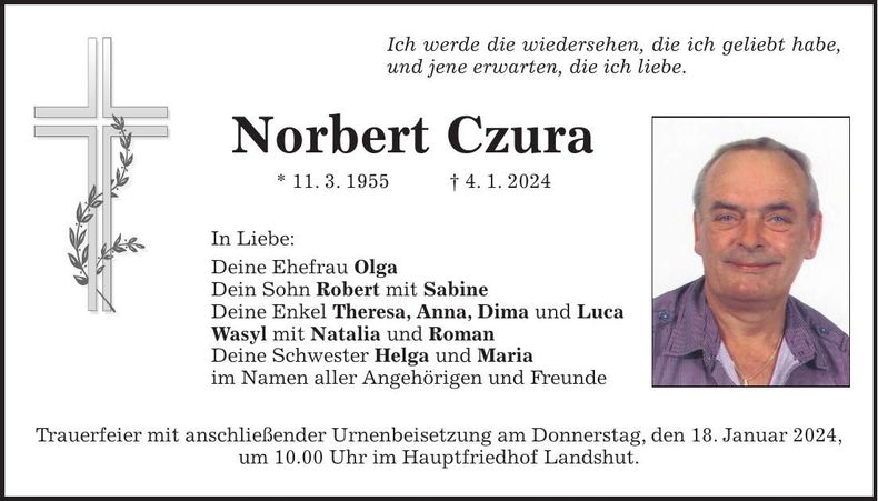 Traueranzeige Norbert Czura
