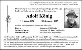 Traueranzeige Adolf König