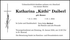 Traueranzeige Katharina Daiberl