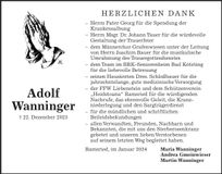 Traueranzeige Adolf Wanninger